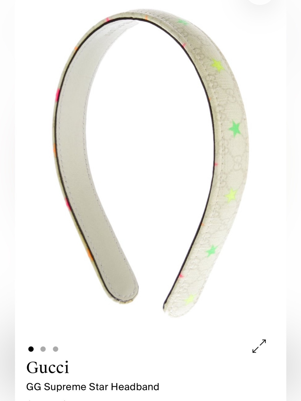 Gucci GG Supreme Headband with Neon Green & Yellow Stars
